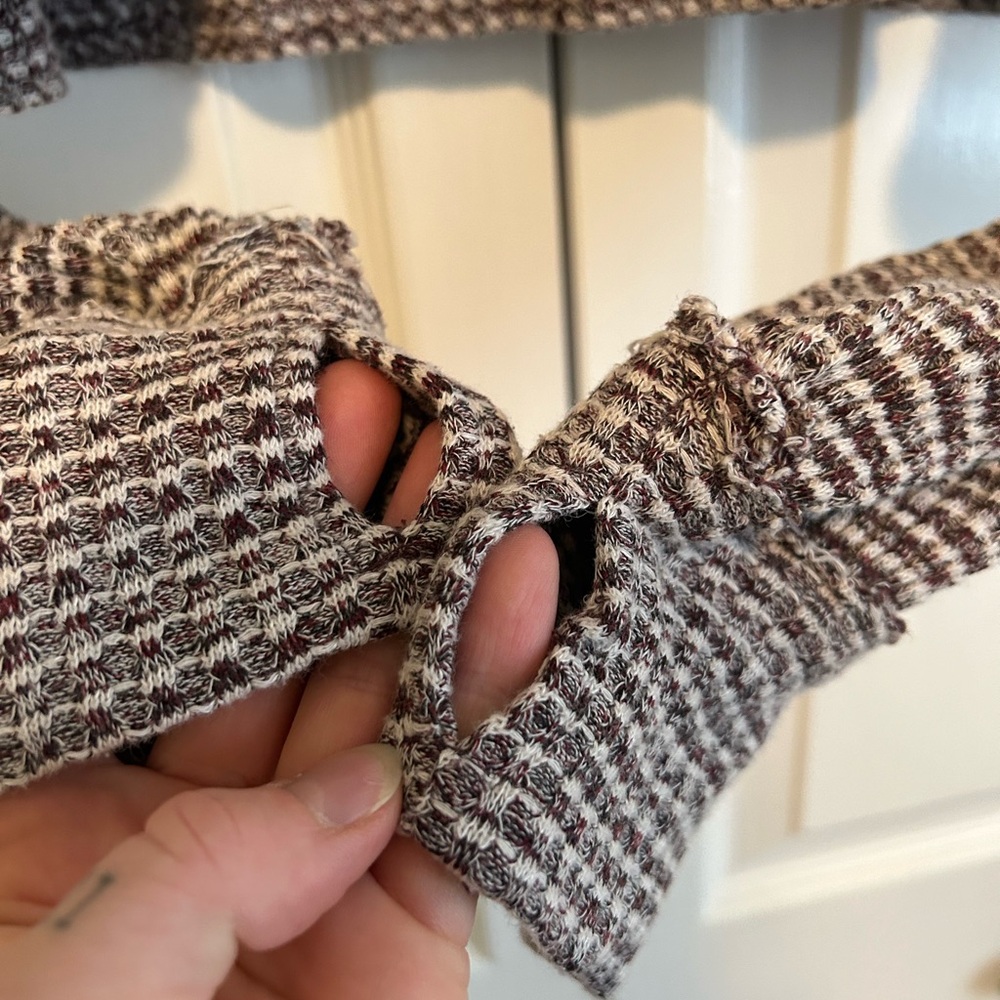 Free People Waffle Knit Boxy Maroon Crop Top - Picture 5 of 5